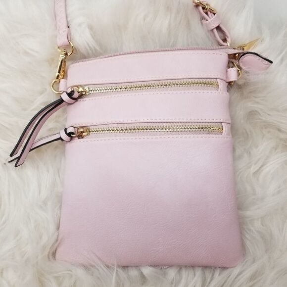Light pink leather look crossbody bag - Picture 6 of 12